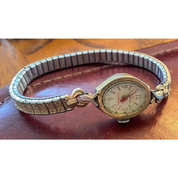 VTG Women's 17mm Gold Tone Jules Racine Watch, 17 Jewel Manual, REPAIR - Picture 3 of 3